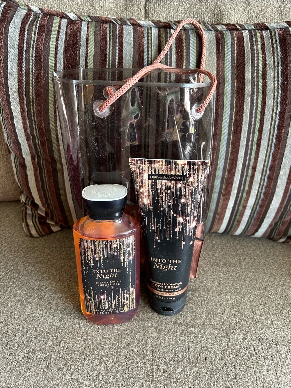 Bath & Body Works Into The Night Shower Gel & Body Lotion Set w/ Matching Bag
